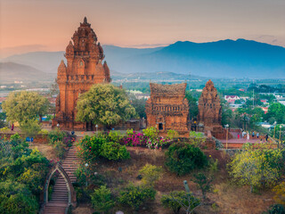 Aerial view of Cham towers, Po Klong Garai, Ninh Thuan province, Vietnam.