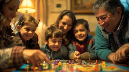 Multigenerational Family Gathering Playing Board Game