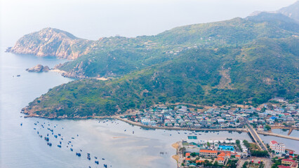 Obraz premium Aerial view of Vinh Hy bay, Nui Chua national park, Ninh Thuan province, Vietnam