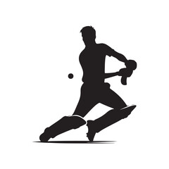 Fototapeta na wymiar Vector Silhouette of a Cricketer in Action on the Pitch Amidst Competition.-cricketer black vector stock