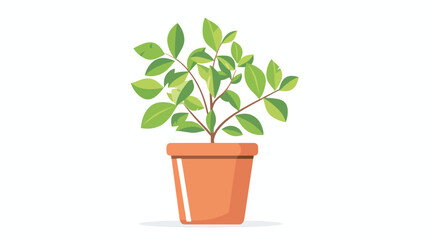 Plant in pot flat icon Flat vector isolated on white