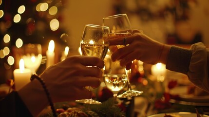 Fototapeta na wymiar Cozy Winter Cheers with Wine at a Festive Gathering