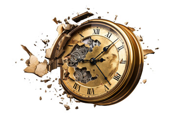 Fragmented Clock Shows Time Stopped. On a White or Clear Surface PNG Transparent Background.. - obrazy, fototapety, plakaty