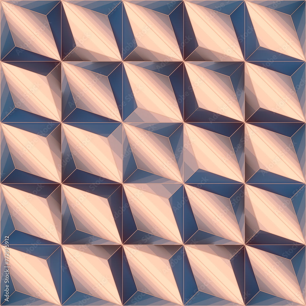 Poster Mesmerizing background with geometric patterns of colored polygons. 3d rendering illustration