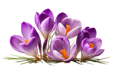 Beautiful crocus flowers isolated on white background. 