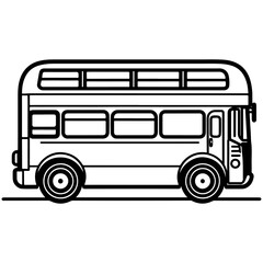 Double-decker bus, simple vector svg illustration, black monoline, isolated on white background