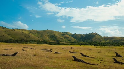 a field of Komodo Dragon