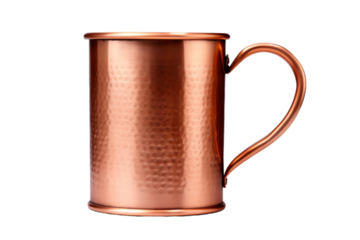 Shiny Copper Mug With Handle. On a White or Clear Surface PNG Transparent Background..