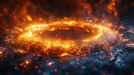 Glowing Fire Circle in the Sky Generative AI