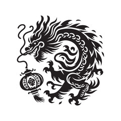 Dragon Dance Spectacle: Silhouette of Delightful Motion and Elegance in Vibrant Vector Art- festive dragon dance black vector stock.
