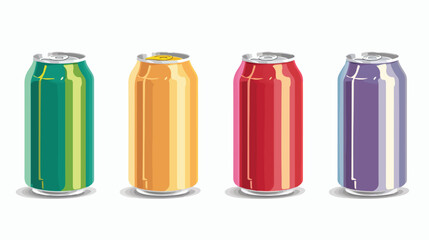 Six aluminum cans isolated on white Flat vector
