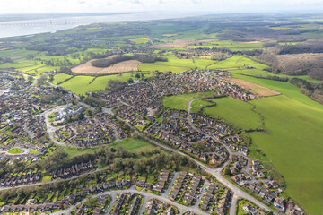 Amazing aerial panorama view of the Chepstow, Monmouthshire, Wales, England, UK - obrazy, fototapety, plakaty