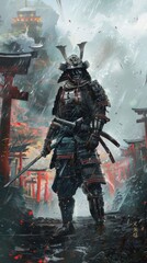 Samurai, a representative of ancient Japanese martial arts. Generative AI
