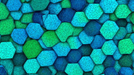 Abstract background composed of colorful hexagonal bricks
 - obrazy, fototapety, plakaty