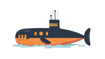 Submarine world Flat vector isolated on white background