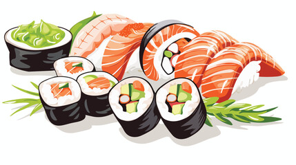 Sushi isolated on white background. illustration vector