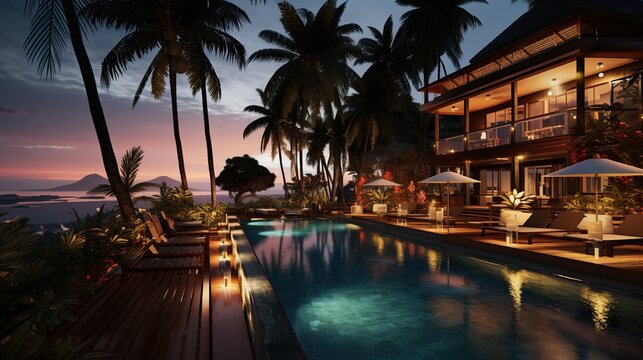pool at night  high definition(hd) photographic creative image