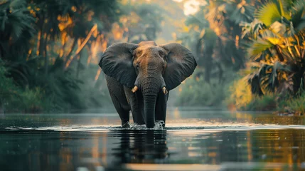 Foto op Aluminium endangered specie of african elephant, Earth Day or World Wildlife Day concept. Save our planet, protect green nature and endangered species, biological diversity theme © Mahnoor