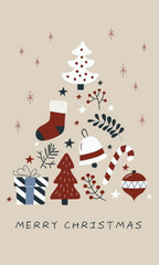 christmas tree with presents card christmas.theme