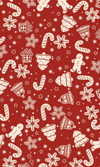 christmas seams on red background