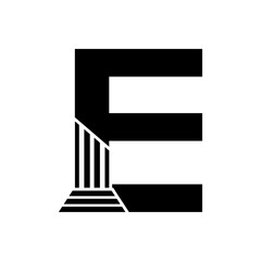 Sans Serif Letter E Pillar Law Logo	