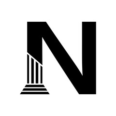 Sans Serif Letter N Pillar Law Logo	