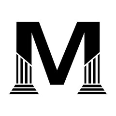 Sans Serif Letter M Pillar Law Logo	