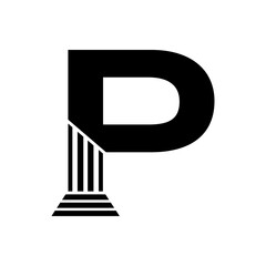 Sans Serif Letter P Pillar Law Logo	