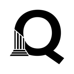 Sans Serif Letter Q Pillar Law Logo	