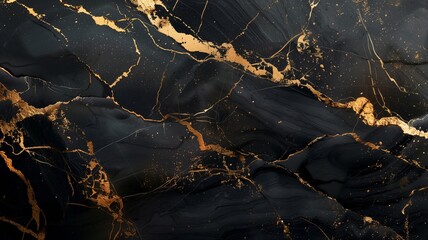 Black and gold cracked Marble texture frame background.