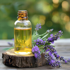 Supplement aroma oil lavender flower in bottle