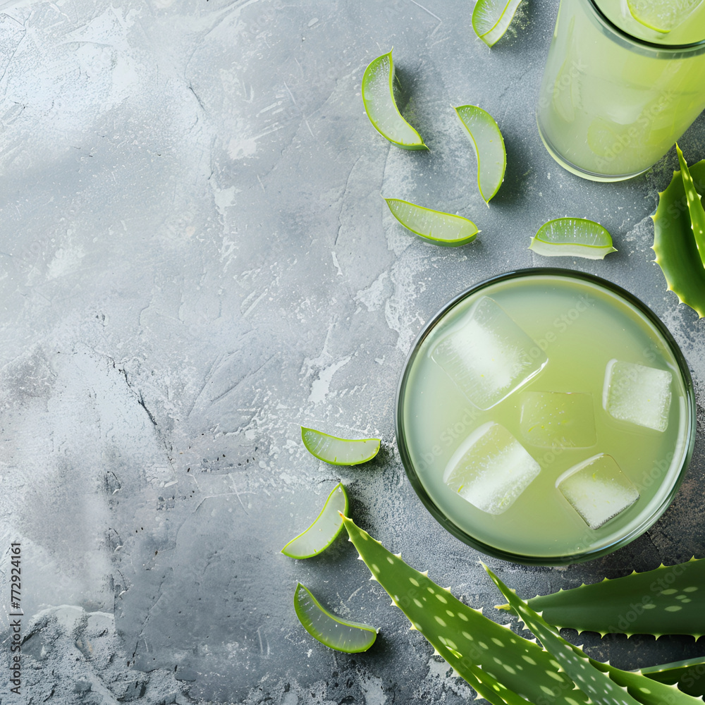 Wall mural Cold drinks with aloe vera ingredient