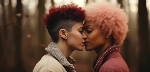 A tender moment captured between two black lesbian girls