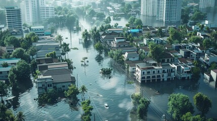 Flooded Area With Houses and Trees