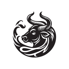 Vector Silhouette of an Ox Symbolizing Resilience and Endurance in Simplistic Elegance- OX black vector stock
