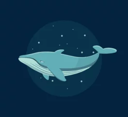 Foto auf Alu-Dibond Blue whale flat vector illustration © Refat Jamil