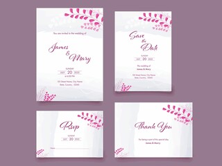 Wedding Invitation Card Suite Like As Save Date Rsvp Thank You Card Ready Print