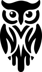 Hibou ou chouette, vecteur noir, design plat isolé