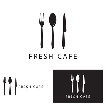 Restaurant logo with spoon and fork icon,menu design food drink concept for cafe restaurant