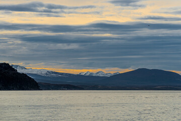 Sailing through the Beagle Channel, at the southern tip of South America, Argentina and Chile