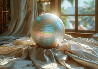Glowing Moonstone on a Bed A Monthly Event Inspired by the Full Moon Generative AI - obrazy, fototapety, plakaty