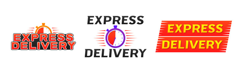 Fast time delivery order with stopwatch. Express delivery logo banner icon for apps and website isolated on white background. Quick shipping icon. Fast shipping symbol