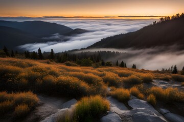 a foggy mountain in a national park