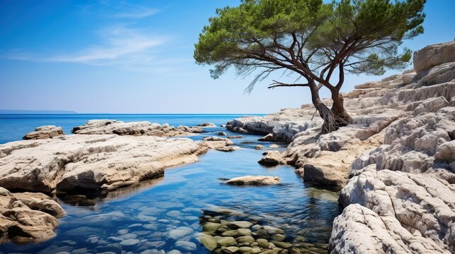 rocky coast of the sea  high definition(hd) photographic creative image