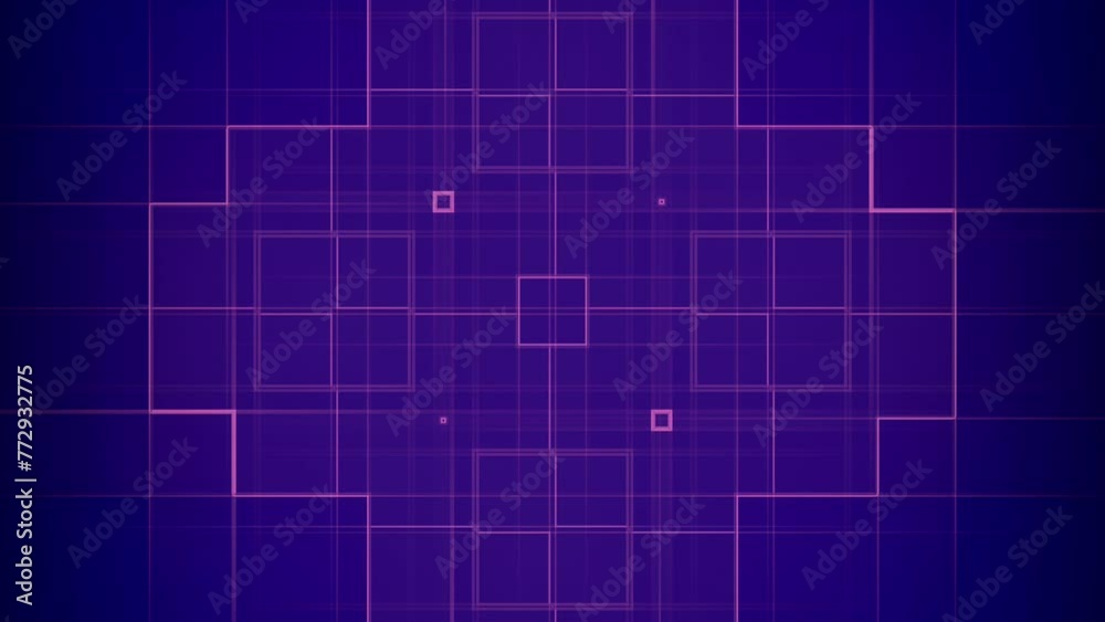 Aufkleber Transforming purple squares. Digital seamless loop animation. 3d rendering 4K
