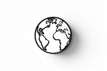 Planet Earth with black outline on white background, global concept illustration