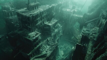 Old ruin sunken town -. Generative AI
