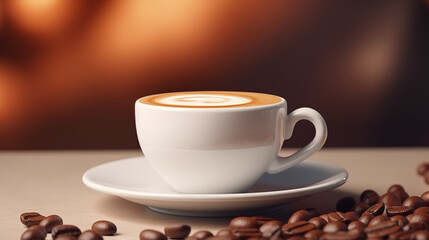 One cup of coffee. Aesthetic image for background. Hot drink advertising