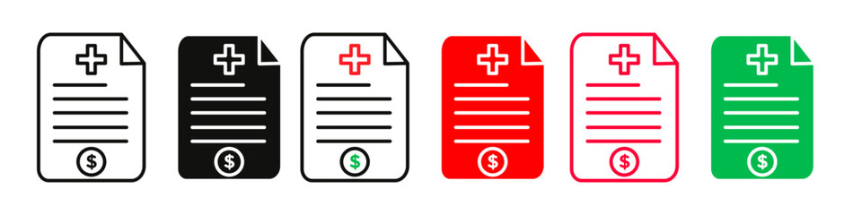 Fototapeta premium Medical Expense Icons for Hospital Bills and Health Care Payments