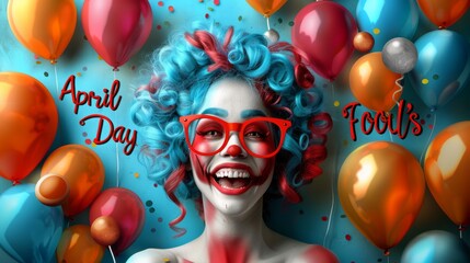 April 1 is April Fool's Day, the day of comedy of jokes and pranks, the day when you can't trust anyone, holiday card illustration - obrazy, fototapety, plakaty